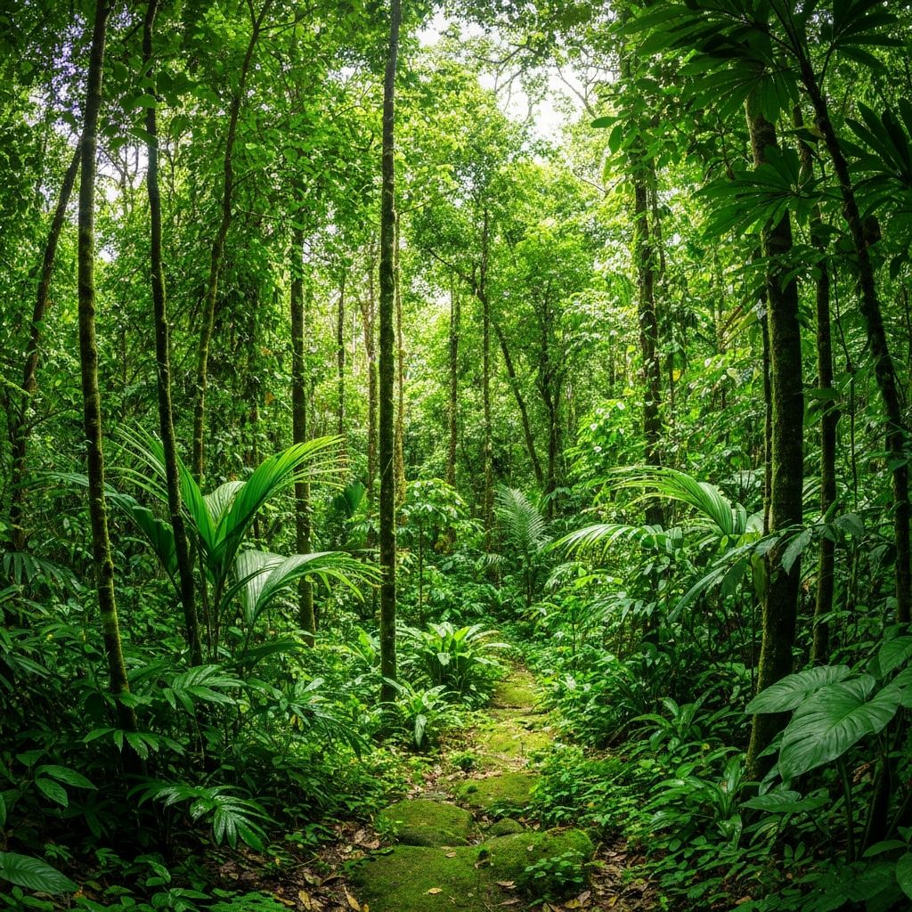 Tropischer Regenwald mit exotischen Pflanzen